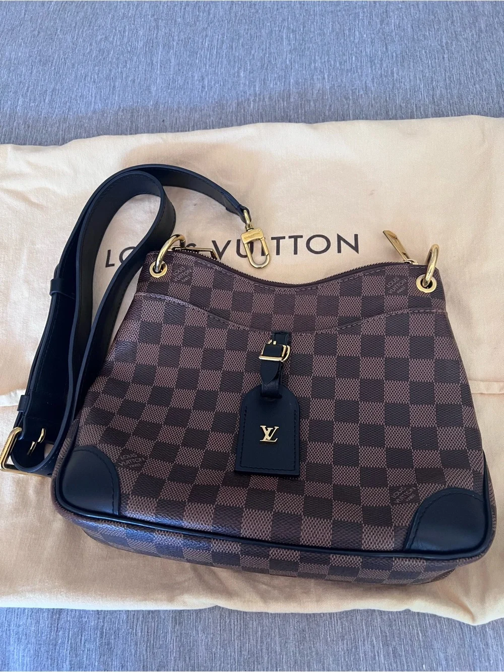Louis Vuitton Odeon PM Handbag Damier Ebene Purse Crossbody Detachable Strap